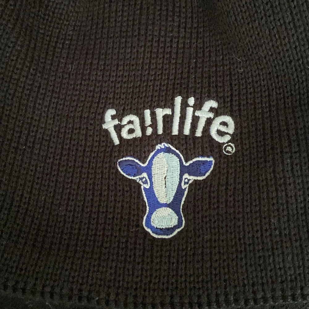 The North Face Mountain Beanie in black with custom Fairlife cow logo - Picture 2 of 6